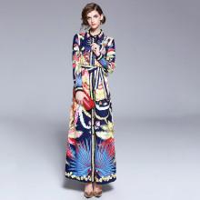 Shein Graphic Print Tie Waist Longline Shirt Dress