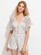 Shein Double V Neck Lace Playsuit