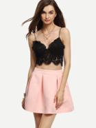 Shein Pink Pleated Cute Zipper Skirt