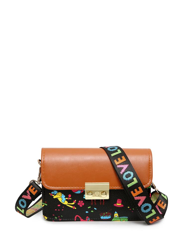 Shein Cartoon Print Pushlock Shoulder Bag