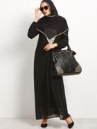 Shein Muslim Lace Long Sleeve Islamic Kaftan Abaya Maxi Dress