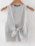 Shein Grey Low Neck Bow Knit Tank Top