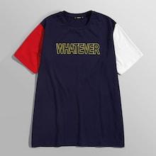 Shein Men Letter Print Colorblock Tee