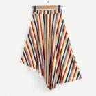 Shein Multi-stripe Asymmetric Hem Skirt