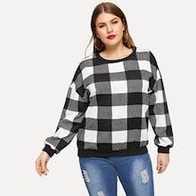 Shein Plus Plaid Print Sweatshirt