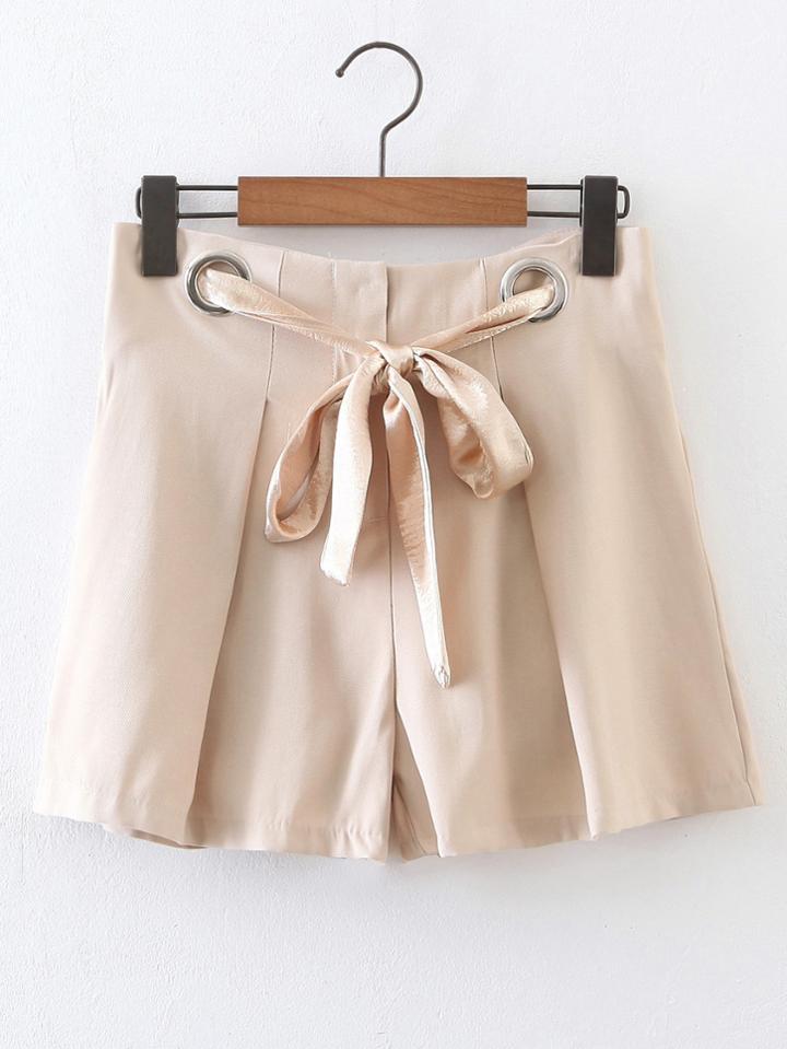 Shein Eyelet Lace Up Waist Shorts