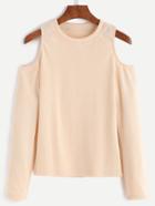 Shein Apricot Open Shoulder Knit T-shirt