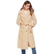 Shein Self Tie Long Teddy Coat