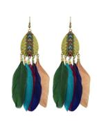 Shein Colorful New Tibetan Design Feather Chandelier Earrings