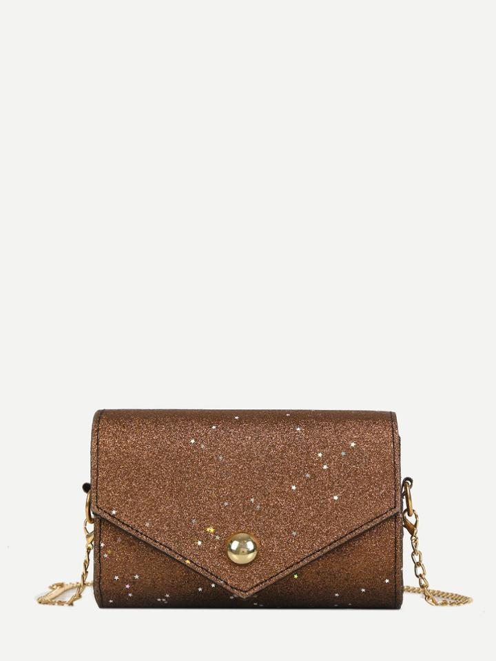 Shein Pu Flap Glitter Envelope Bag