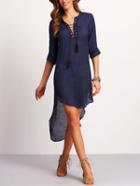 Shein High Low Lace Up Dress