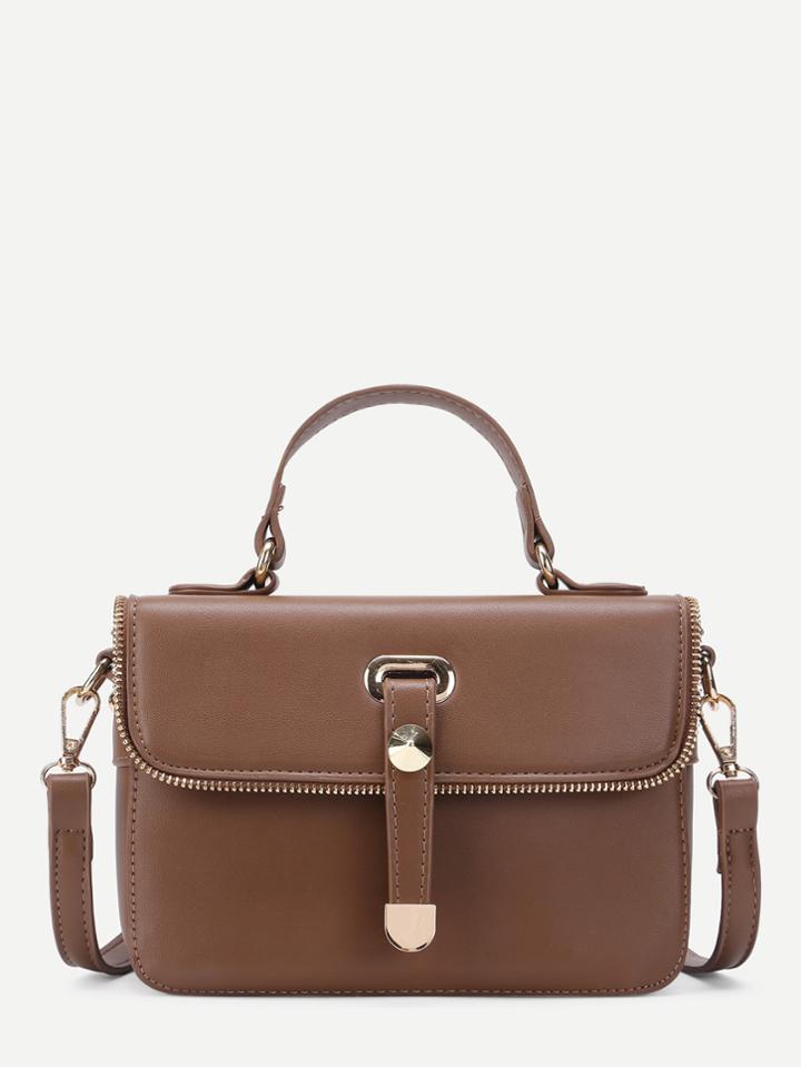 Shein Zip Trim Detail Pu Crossbody Bag