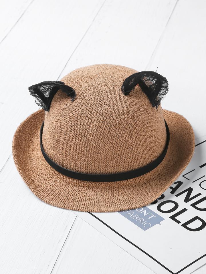 Shein Contrast Lace Cat Ear Fedora Hat