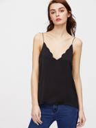 Shein Black Strappy Back Scallop Slit Side Cami Top