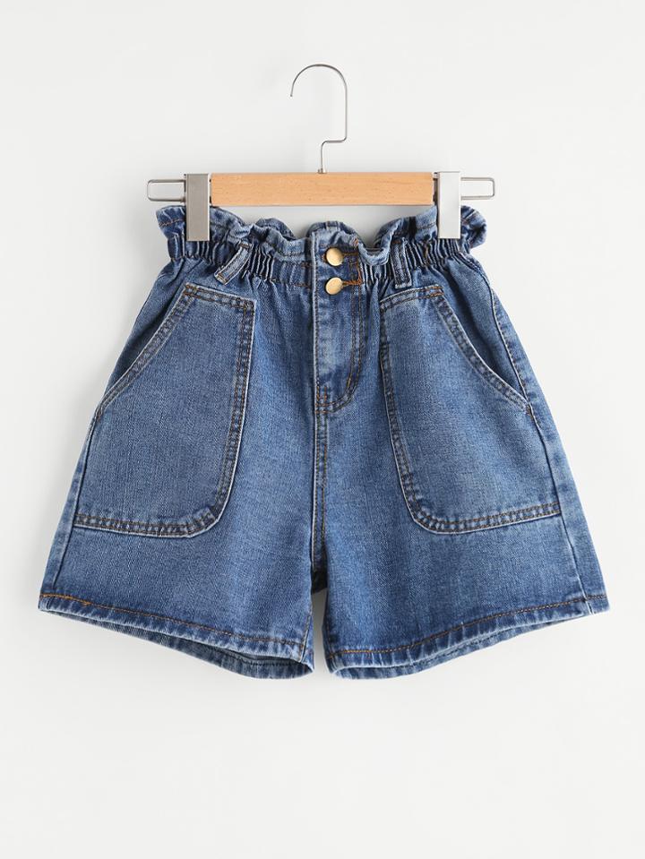 Shein Shirred Waist Denim Shorts