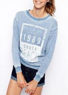 Rosewe Print Design Long Sleeve Blue Sweat