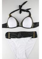 Rosewe Metal Decorated Halter Neck White Bikini