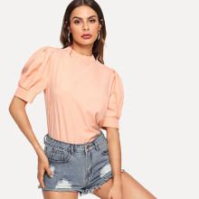 Shein Mock Neck Puff Sleeve Top