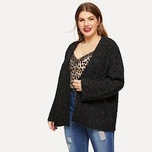 Shein Plus Open Front Glitter Cardigan
