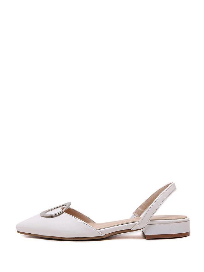Shein White Pointed Toe Metal Decorated Sandals
