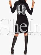 Shein Black Long Sleeve Sequined Dress