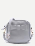 Shein Light Grey Faux Leather Bow Mini Crossbody Bag