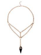 Shein Gold Faux Crystal Pendant Drop Necklace