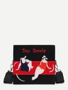 Shein Figure Embroidery Canvas Crossbody Bag