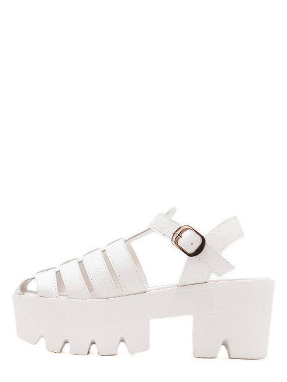 Shein White Lug Sole Caged Cutout Gladiator Sandals