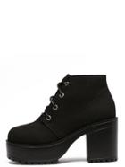 Shein Black Canvas Lace Up Platform Boots