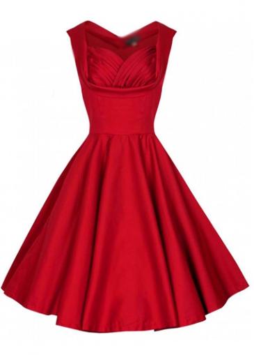 Rosewe Red Sleeveless Knee Length Skater Dress