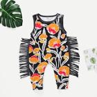 Shein Toddler Girls Floral Print Fringe Detail Jumpsuit