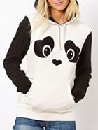 Shein White Hooded Drawstring Cat Ears Sweatshirt