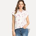 Shein Flamingo Print Dip Hem Shirt