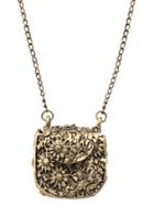 Shein Carved Metal Bag Pendants Necklace