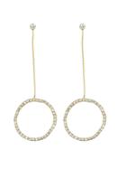 Shein Gold Color Elegant Rhinestone Circle Shape Pendant Earrings