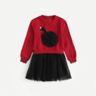 Shein Girls Applique Contrast 2 In 1 Dress