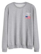 Shein Grey American Flag Print Sweatshirt