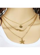 Rosewe Triple Layers Star And Angle Wings Necklace