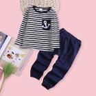 Shein Toddler Boys Striped Tee With Letter Print Pants