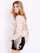Shein Apricot Long Sleeve Tassel Jacket