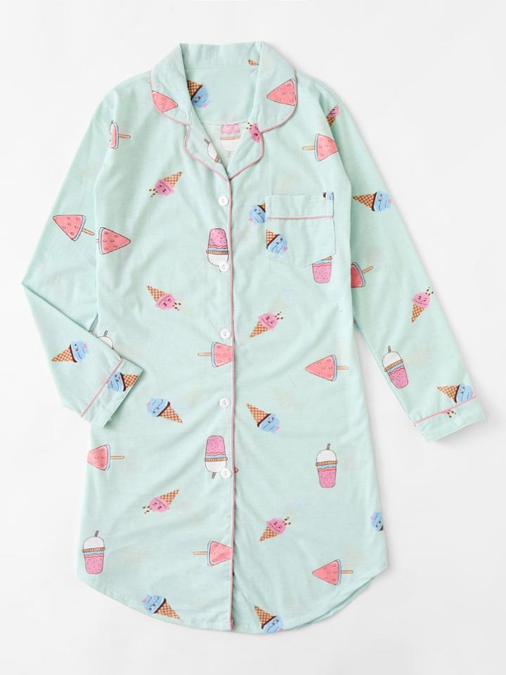 Shein Ice-cream Print Shirt Night Dress