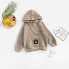 Shein Toddler Girls Patched & Drawstring Detail Hoodie