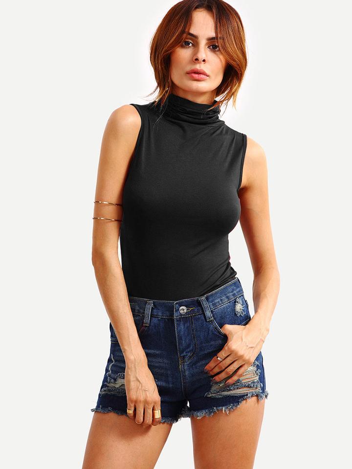 Shein Cowl Neck Tank Top - Black