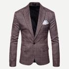 Shein Men Single Button Split Back Plaid Blazer