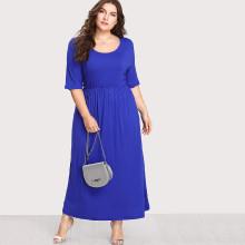 Shein Plus Solid Color Longline Dress
