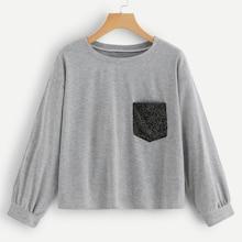 Shein Contrast Pocket Drop Shoulder Tee