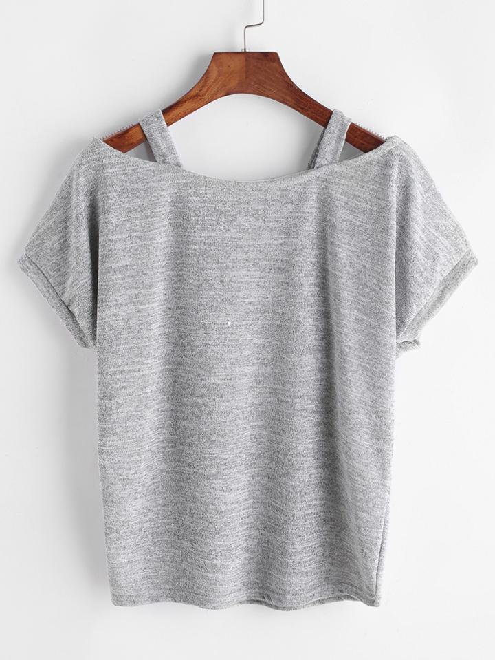 Shein Open Shoulder Slub Tee