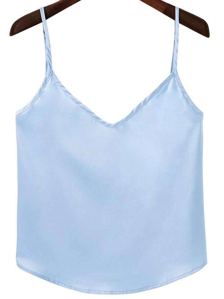 Shein Blue Spaghetti Strap Satin Cami Top