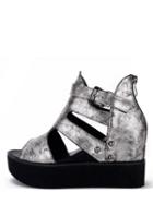 Shein Silver Pierced Fish Mouth High Platforms Sandals